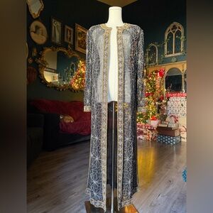 Vintage Black Beaded Sequin Duster Jacket | Mark & John by Gopal | XL